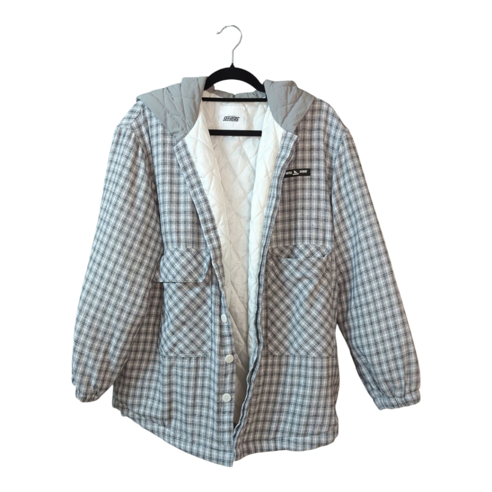 Sisters & Seekers Gray Plaid Hooded Jacket SZ 4-6
